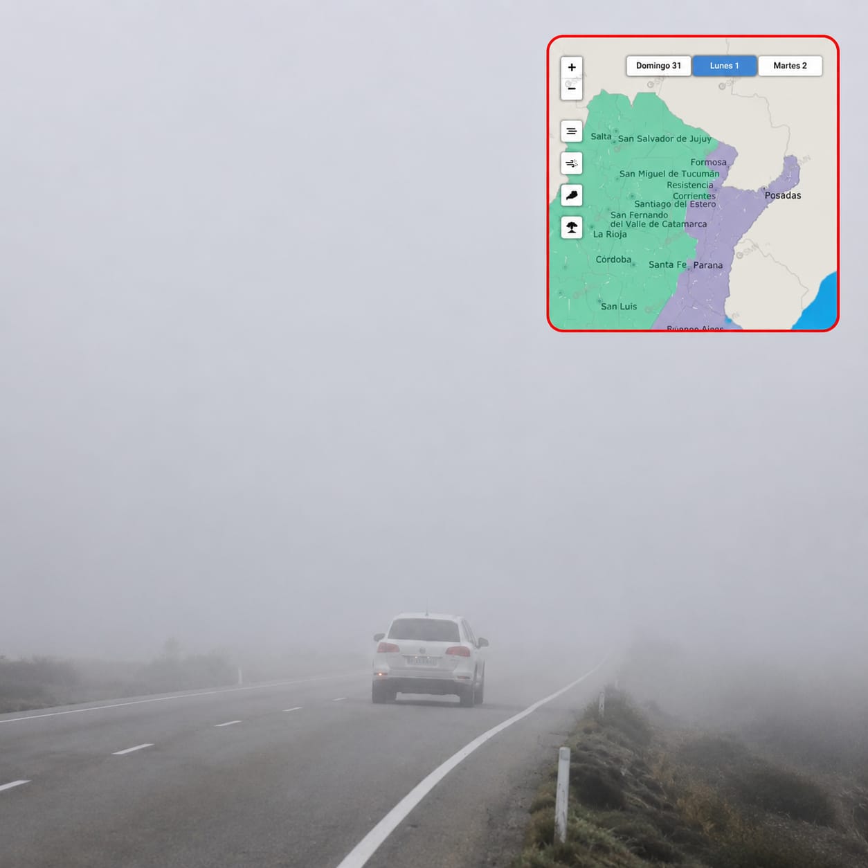 Advierten sobre la presencia de bancos de niebla en toda la provincia este lunes